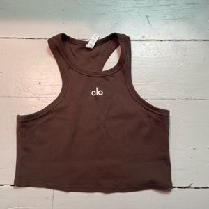 Alo chocolate brown crop top in size Medium. Like new, excellent condition.